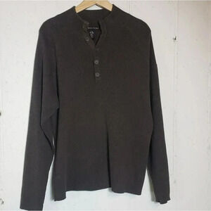 Structure L brown‎ cotton Henley sweater